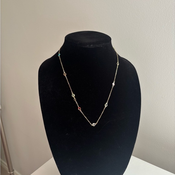 Gold Multi-Color Heart Station Necklace - Women Jewelry - Picture 3 of 6